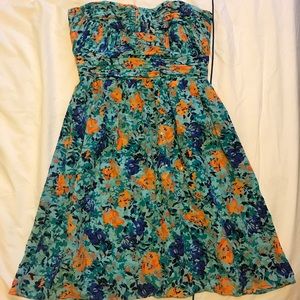 Shoshanna printed strapless dress